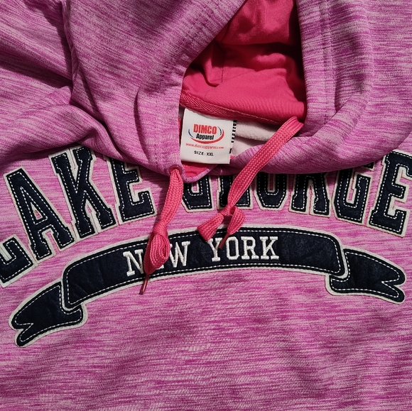 NWOT Heathered Pink Lake George New York Fleece Lined Hoodie, Adult Size XXL - Picture 6 of 8